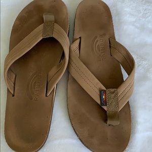 rainbow tan flip flops